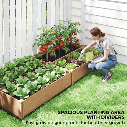Wooden Raised Garden Bed, 8 x 4 x 1ft, Elevated Box With Dividers Wooden Planter Boxes at Gallery Canada