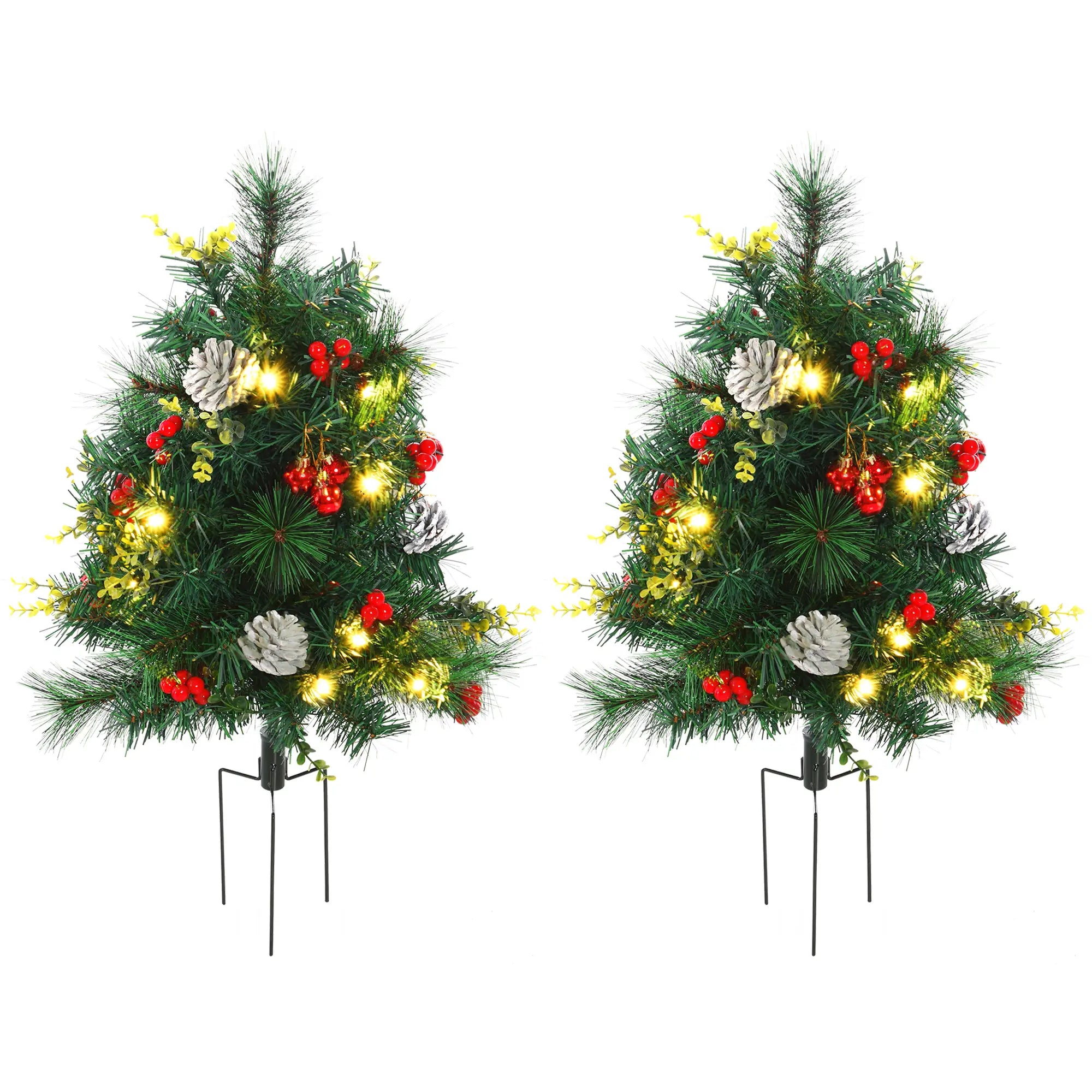 2.5ft Prelit LED Mini Christmas Tree, Pine Needles Pinecones Decor, Berry Pre Lit Christmas Trees at Gallery Canada