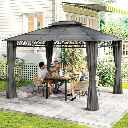 10' x 12' Outdoor Gazebo, Double Roof Hardtop, Polycarbonate Roof, Steel Frame Gazebos at Gallery Canada