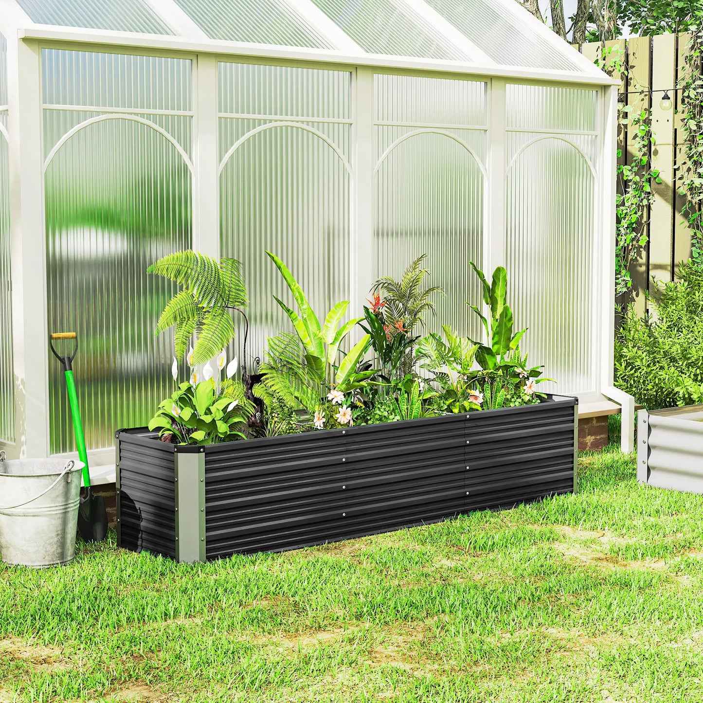 6' x 1.5' x 1.3' Galvanized Raised Garden Bed, Elevated Metal Planter Box, Dark Grey Raised Garden Beds at Gallery Canada