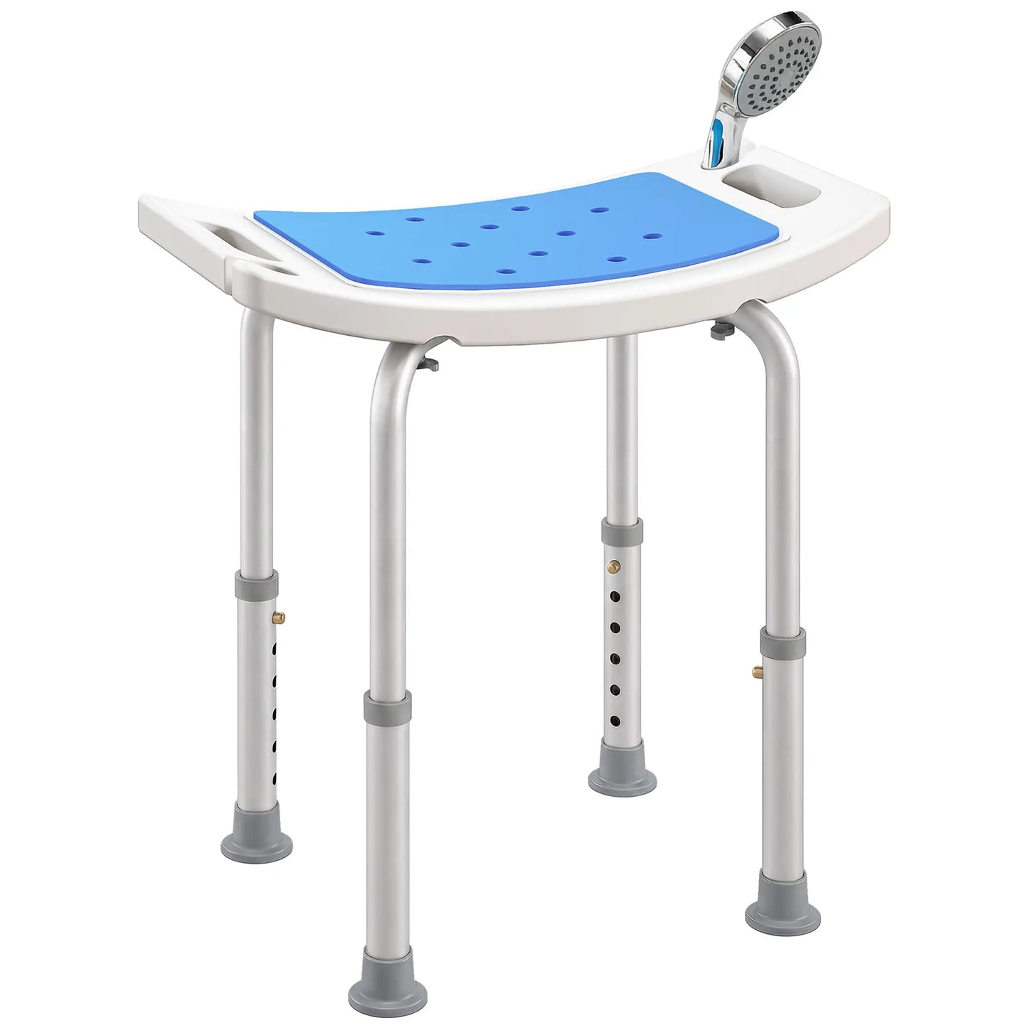Adjustable Shower Chair, 20.5"W Aluminum, EVA Padded Seat for Seniors Bath Chairs Blue, White, Silver at Gallery Canada