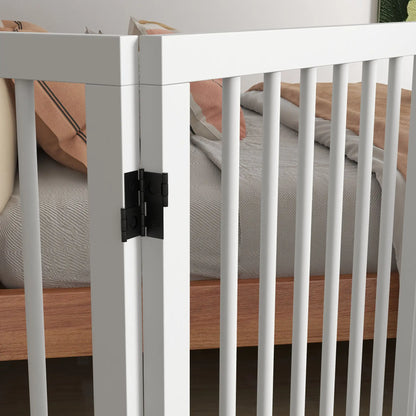 Free Standing Pet Gate, Foldable, 4 Panels, White
