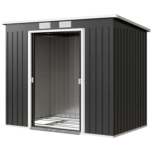 7 x 4ft Galvanised Steel Garden Shed, Foundation Kit, Dark Grey