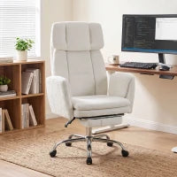 Big Tall Office Chair Flip Armrests Cross Legged 400 lbs, Cream