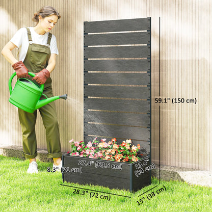 Raised Garden Bed With Trellis, Elevated Planter Box, 28" x 15" x 59", Dark Grey