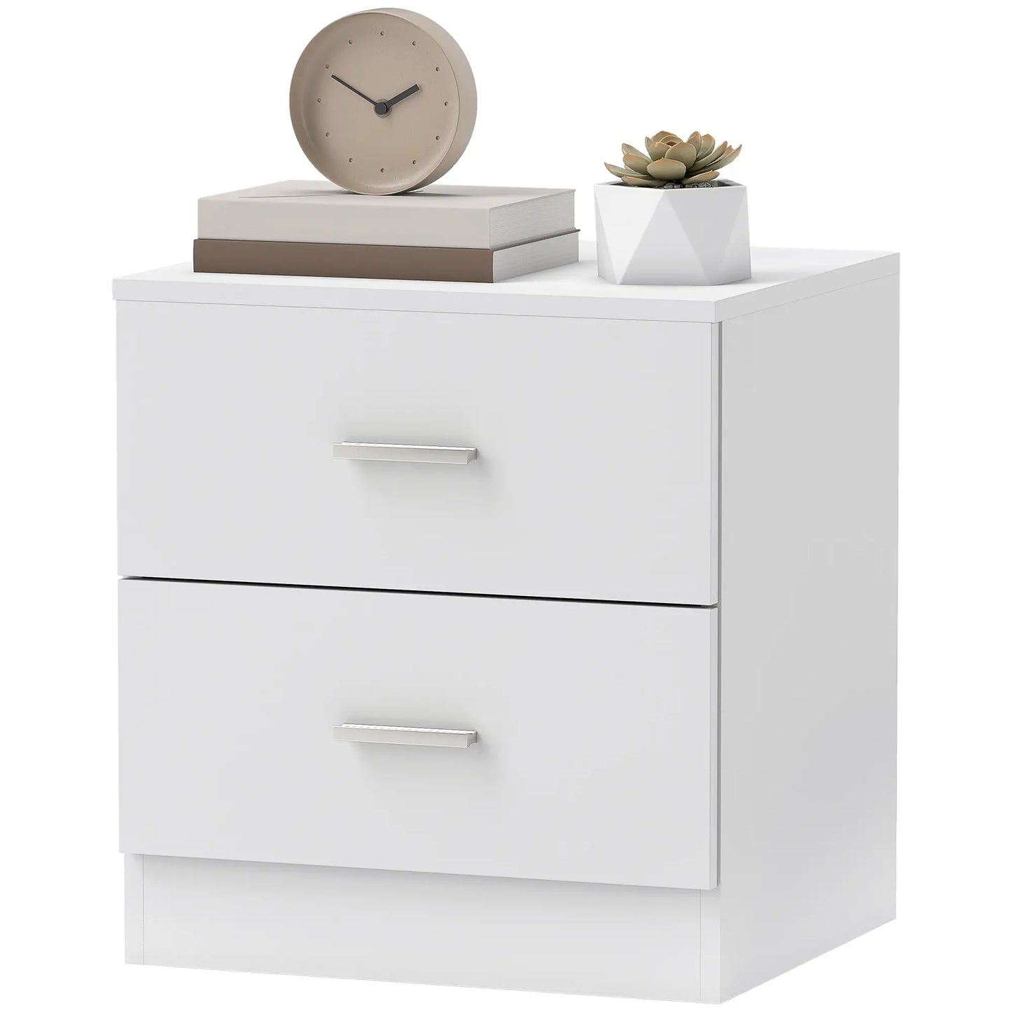 Modern Bedside Table with 2 Drawers, Nightstand, White Bedside Tables White at Gallery Canada