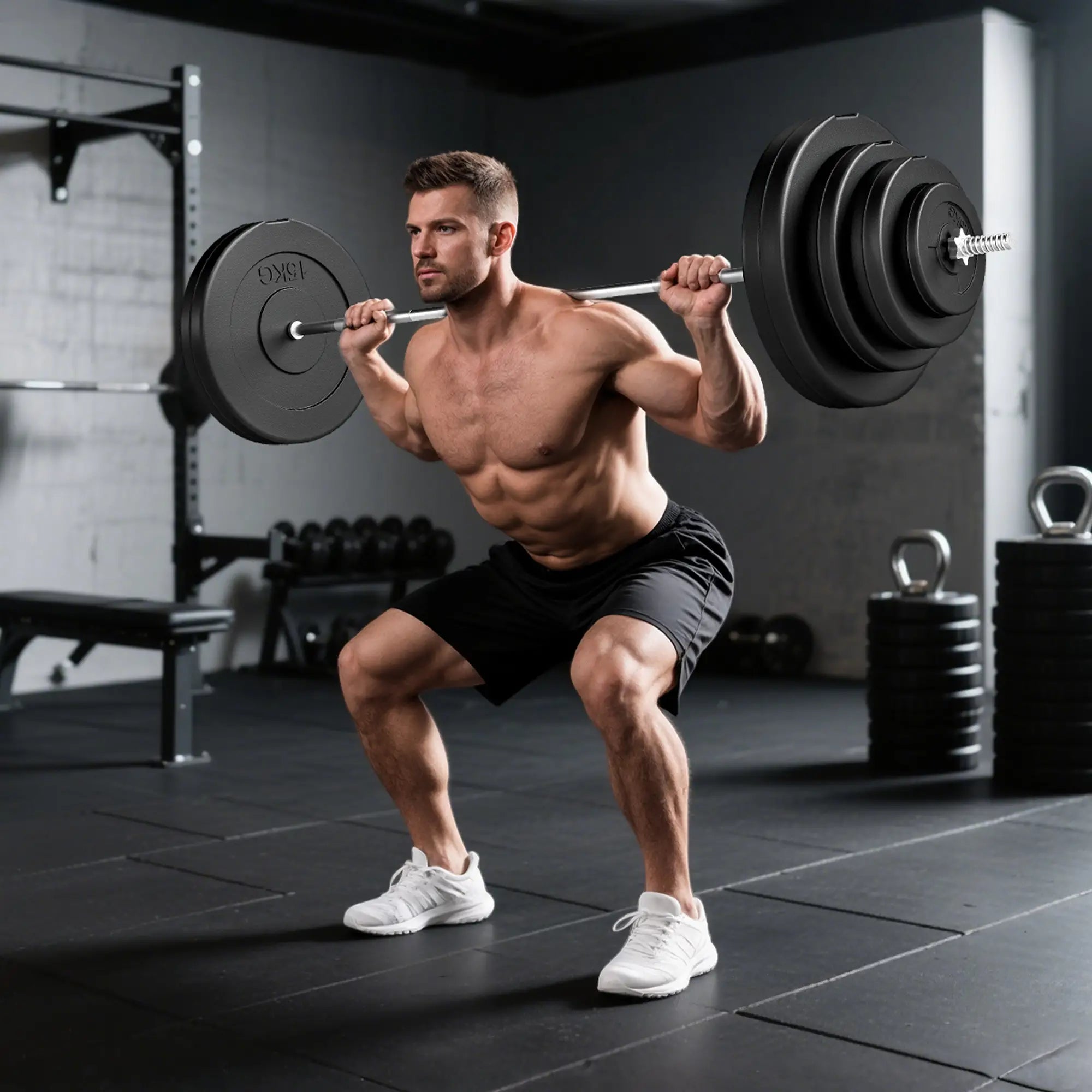 154 lbs Barbell Weight Set, Adjustable Weights, 67