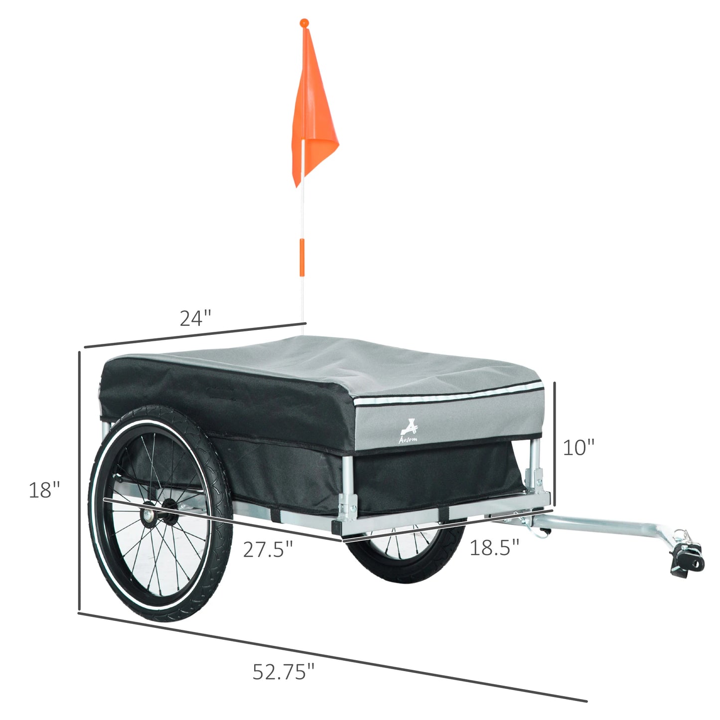 Foldable Bike Cargo Trailer, 16" Wheels, Removable Cover, Black and Grey Bike Cargo Trailers at Gallery Canada