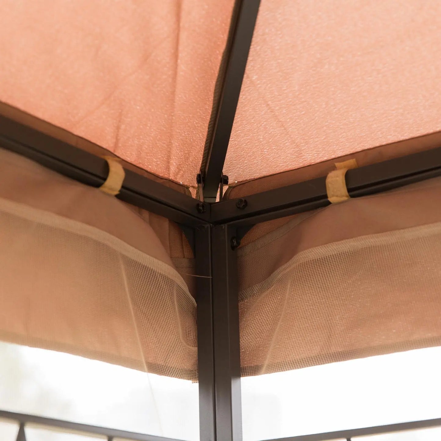 10'x10' Steel Patio Gazebo, Soft-Top, 2-Tier Roof, Brown Gazebos at Gallery Canada