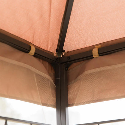 10'x10' Steel Patio Gazebo, Soft-Top, 2-Tier Roof, Brown Gazebos at Gallery Canada