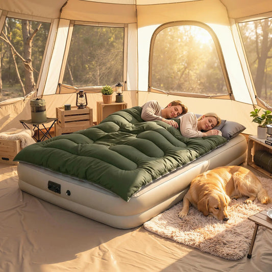Queen Size, Double Sleeping Bag For Adults, Cold Weather, Green Camping Cots Army Green, Grey at Gallery Canada