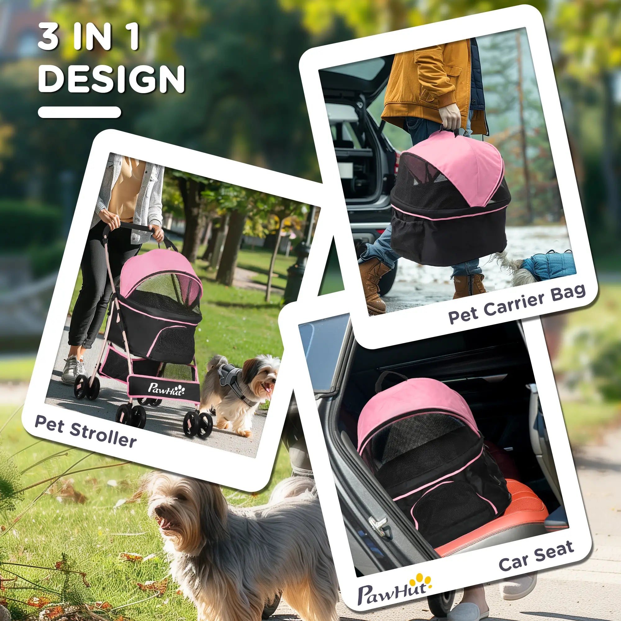 4 Wheels Pet Stroller, Folding Carrier, Small Dogs, Pink Dog Bike Trailers & Strollers at Gallery Canada