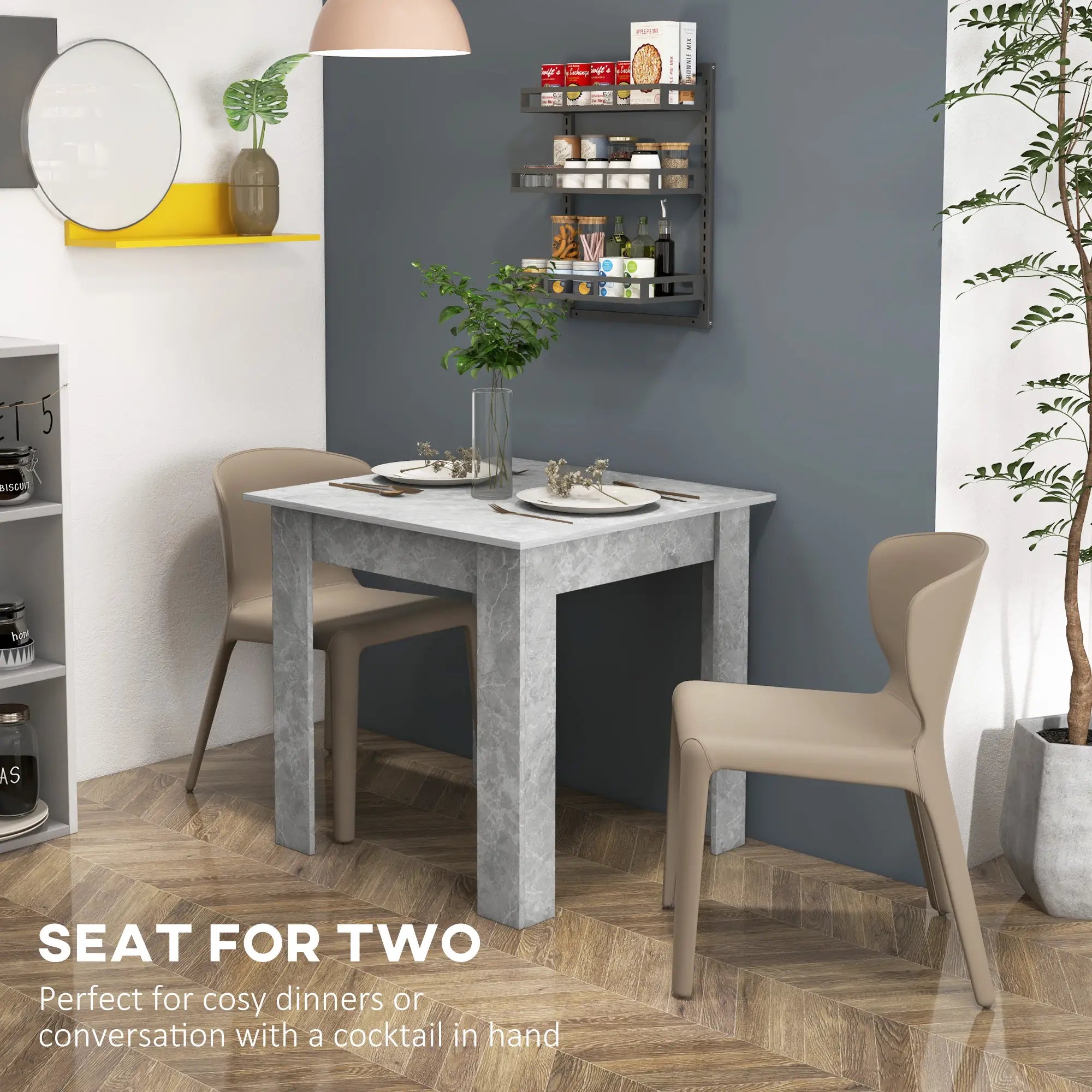 Square Dining Table, Modern Faux Cement Effect, Small Kitchen Table, Cement Grey Dining Tables at Gallery Canada