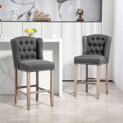 Counter Height Bar Stools Set of 2, Upholstered, Charcoal Grey Bar Stools at Gallery Canada