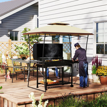 8' x 5' Outdoor Grill Gazebo, Double Tiered, Beige BBQ Grill Gazebos at Gallery Canada