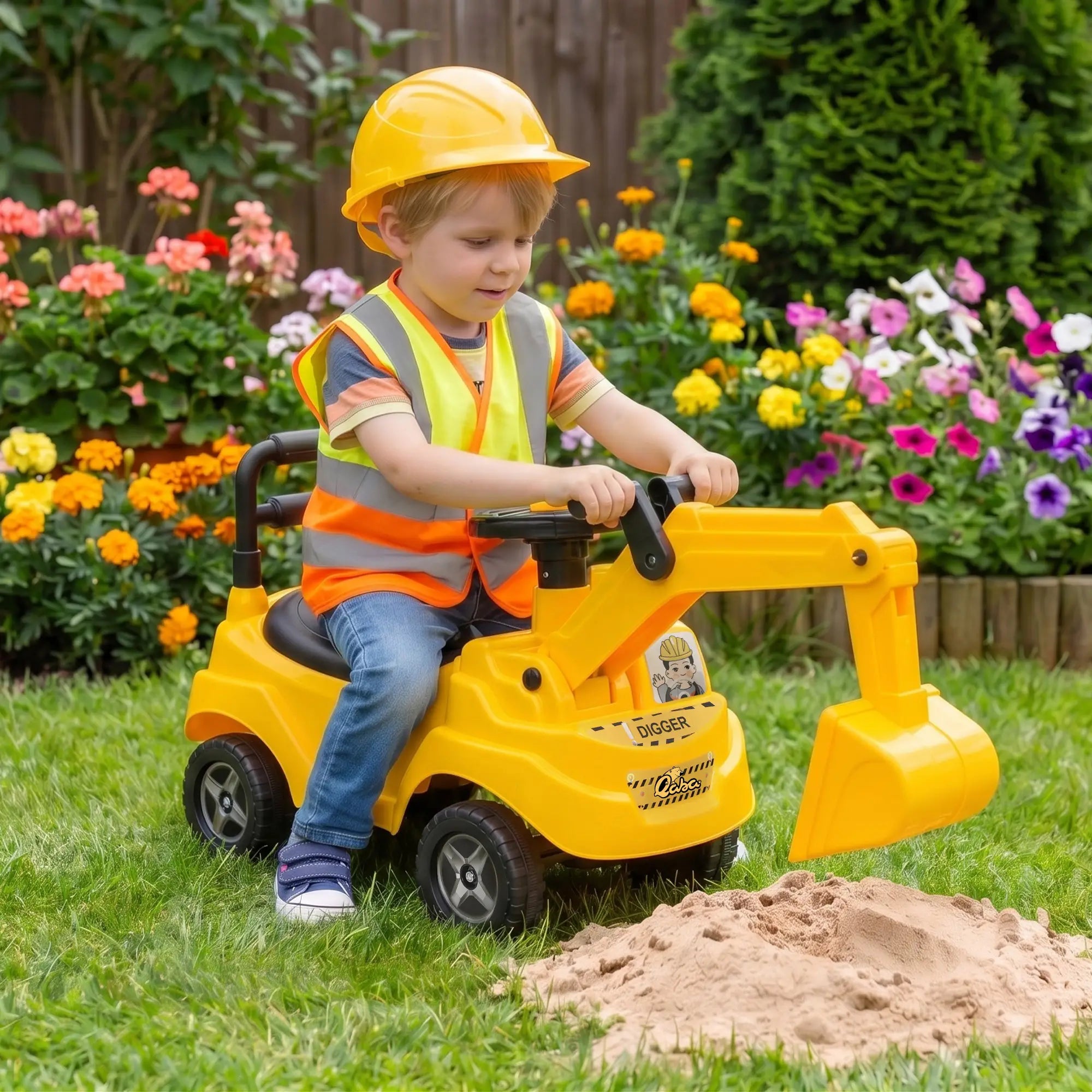Kids Ride On Excavator, Push Truck Toy, Yellow, 1-3 Y, Yellow Toy Excavators at Gallery Canada