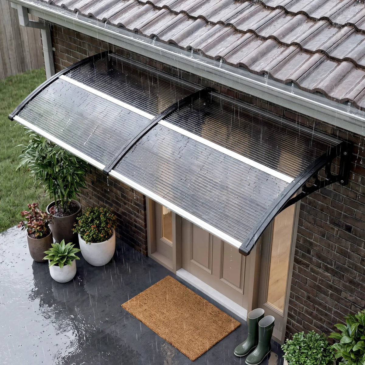77.2 x 29.5 in Modern Polycarbonate Window Awning, Black Door Awnings at Gallery Canada