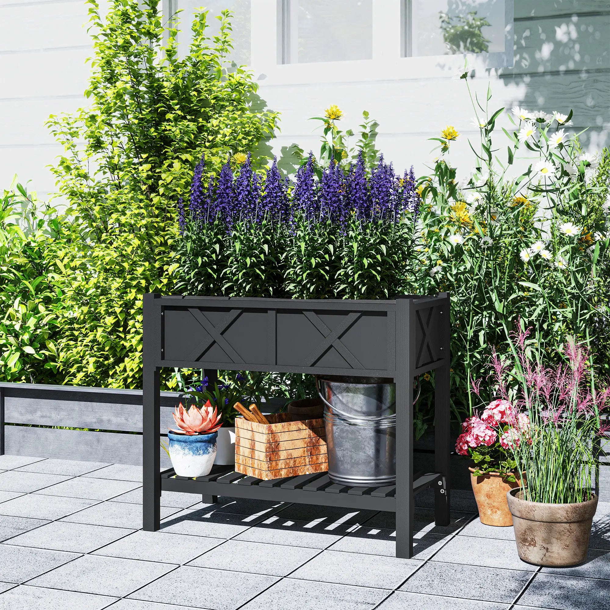 Wooden Raised Garden Bed, Elevated Planter Box, 34