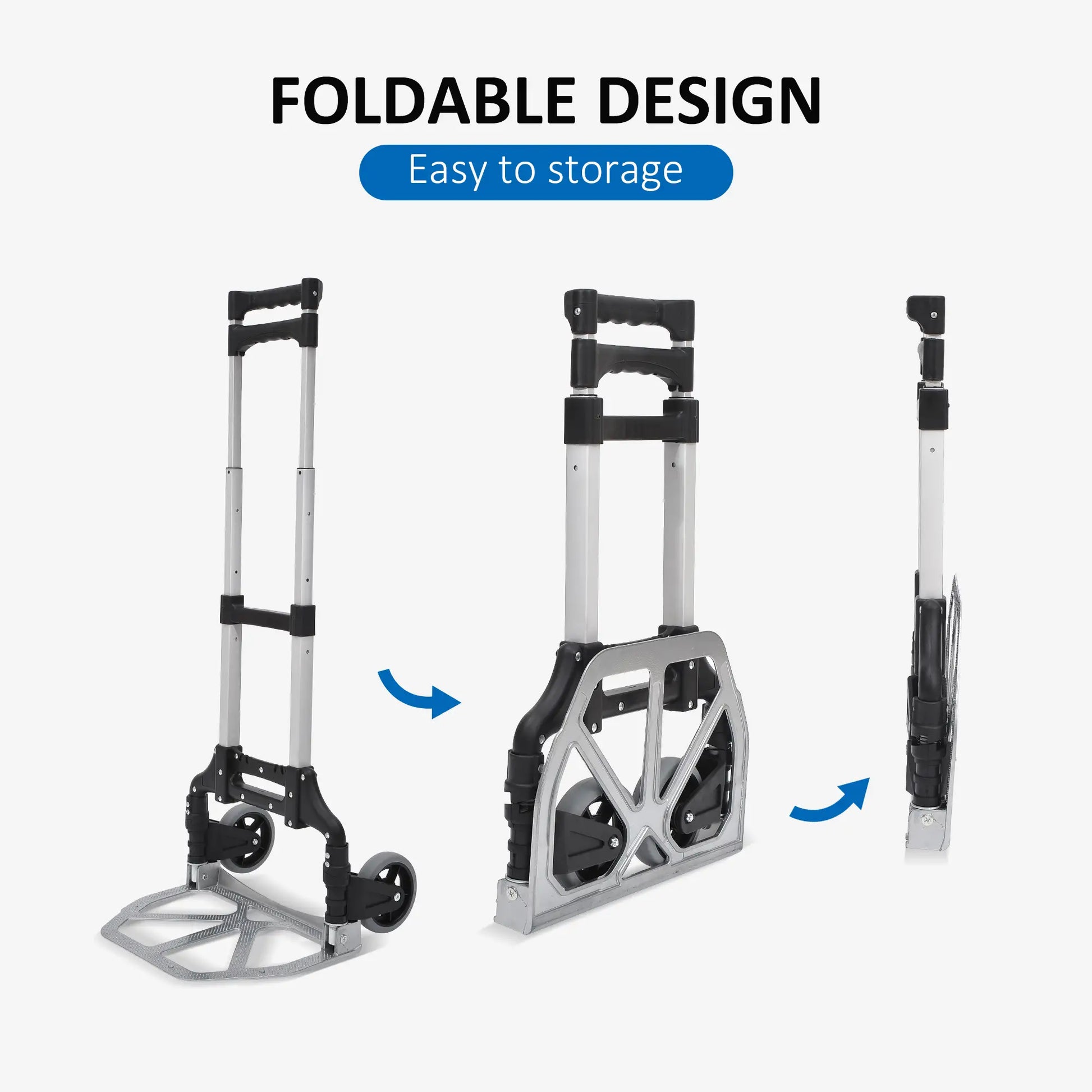 Folding Hand Truck, 2 Wheels, Heavy Duty, 3 Level Handle, 154lbs Capacity, Aluminum Folding Hand Trucks at Gallery Canada