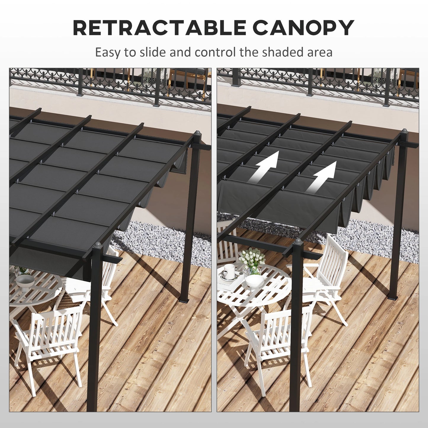 11.7' x 19.6' Retractable Pergola Canopy, For Grill, Patio, Garden, Aluminum Pergolas at Gallery Canada