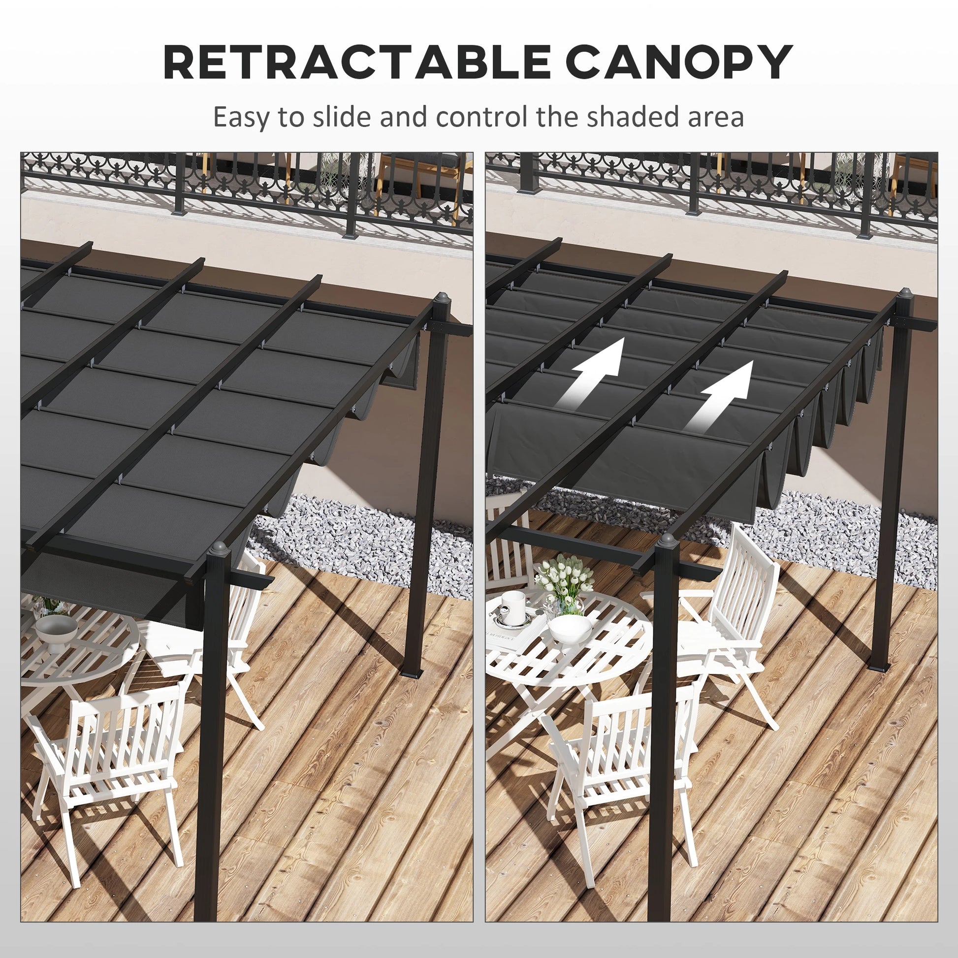 11.7' x 19.6' Retractable Pergola Canopy, For Grill, Patio, Garden, Aluminum Pergolas at Gallery Canada