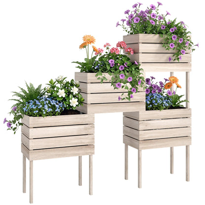 4PCS Wooden Raised Garden Beds, DIY Elevated Planter Box Kit, Indoor Outdoor Elevated Garden Beds Natural at Gallery Canada