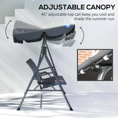 3-Seat Patio Swing Chair, Outdoor Canopy Swing Glider, Adjustable Shade, Grey Patio Swings with Stand at Gallery Canada