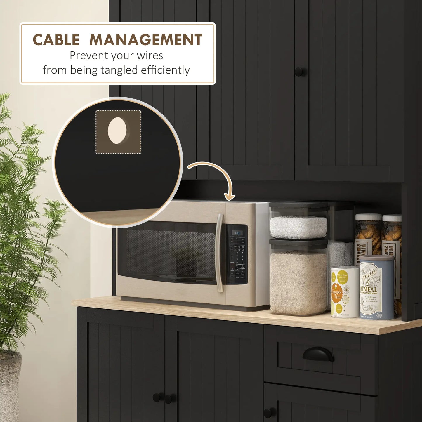 71 Inch Kitchen Pantry Buffet Hutch Cabinet Microwave Stand, Black Kitchen Pantry Cabinets at Gallery Canada