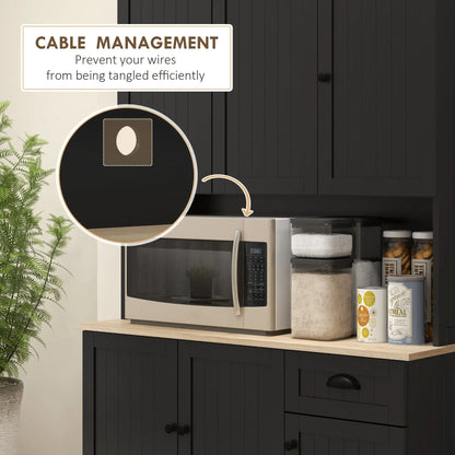 71 Inch Kitchen Pantry Buffet Hutch Cabinet Microwave Stand, Black Kitchen Pantry Cabinets at Gallery Canada