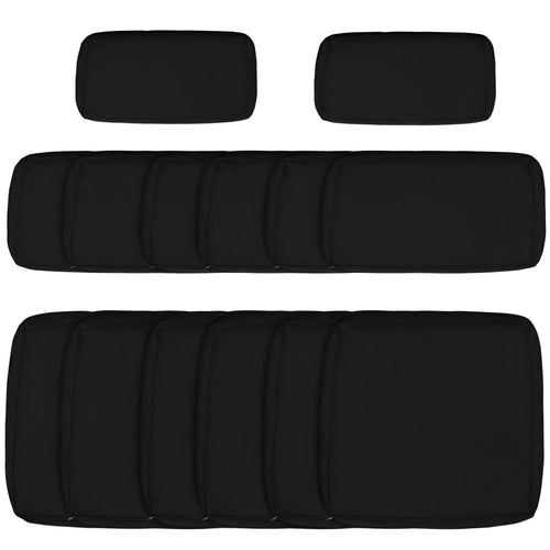 14pc Patio Rattan Sofa Set, Polyester Cover Replacement, Black