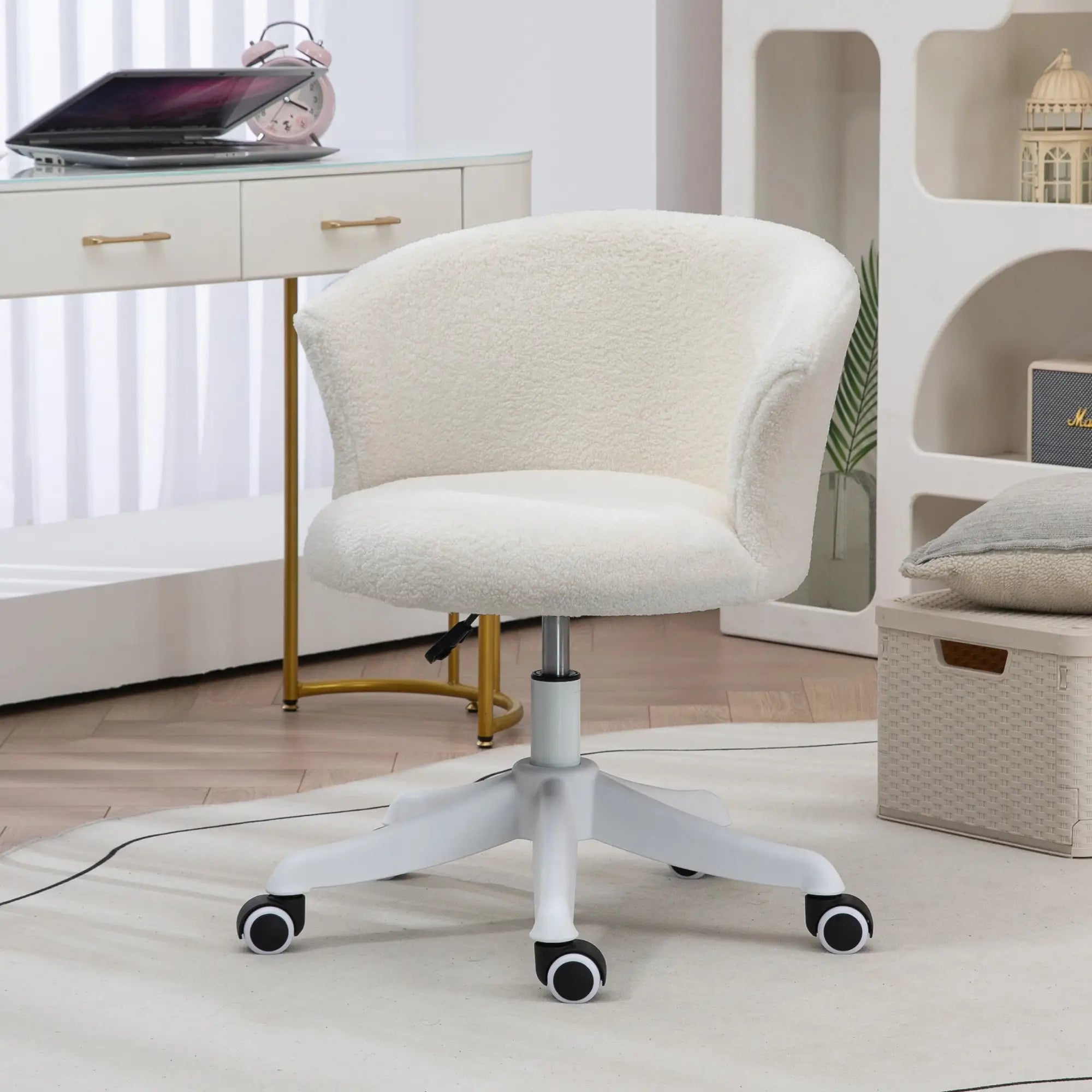 Armless Office Chair, Adjustable Height, Swivel Wheels, Mid Back, White Task Chairs White at Gallery Canada