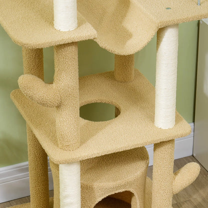 89"-100" Cat Tree Tower for Large Cats, Scratching Posts, Grooming Brush, Brown Floor to Ceiling Cat Trees at Gallery Canada