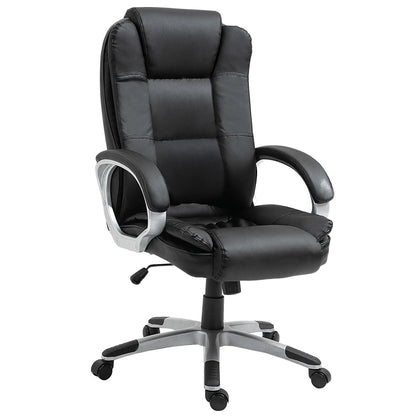 Adjustable High Back Executive Office Chair, PU Leather, Padded Armrests Executive & Manager Chairs Black at Gallery Canada