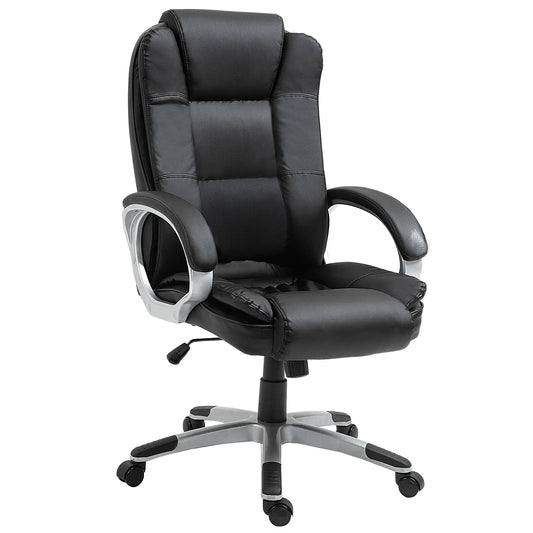 Adjustable High Back Executive Office Chair, PU Leather, Padded Armrests Executive & Manager Chairs Black at Gallery Canada