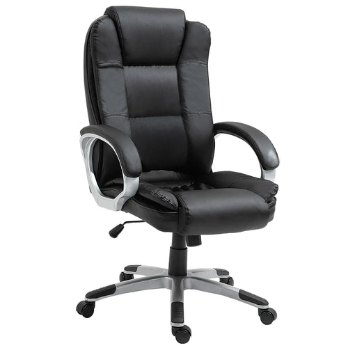 Adjustable High Back Executive Office Chair, PU Leather, Padded Armrests