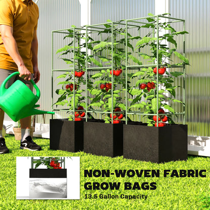 3 Tomato Cages With 13.5 Gallon Grow Bags, Adjustable Square Plant Trellis Raised Garden Beds at Gallery Canada