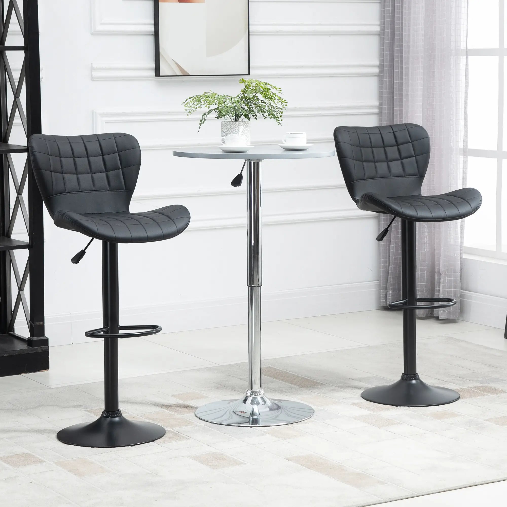 Adjustable Swivel Bar Stools, Set of 2, PU Leather, Black Bar Stools at Gallery Canada