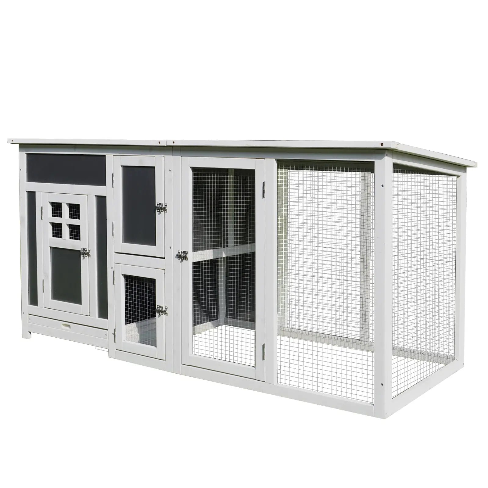 63" Wooden Chicken Coop, Rabbit Hutch, Nesting Box, Run, Grey Chicken Coops at Gallery Canada