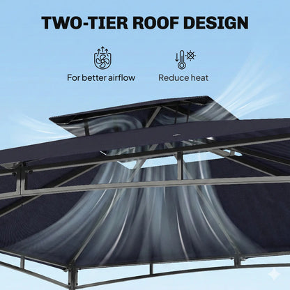 10' x 10' Gazebo, Soft Top, 2-Tier Roof, Metal Frame, Navy Blue Gazebos at Gallery Canada
