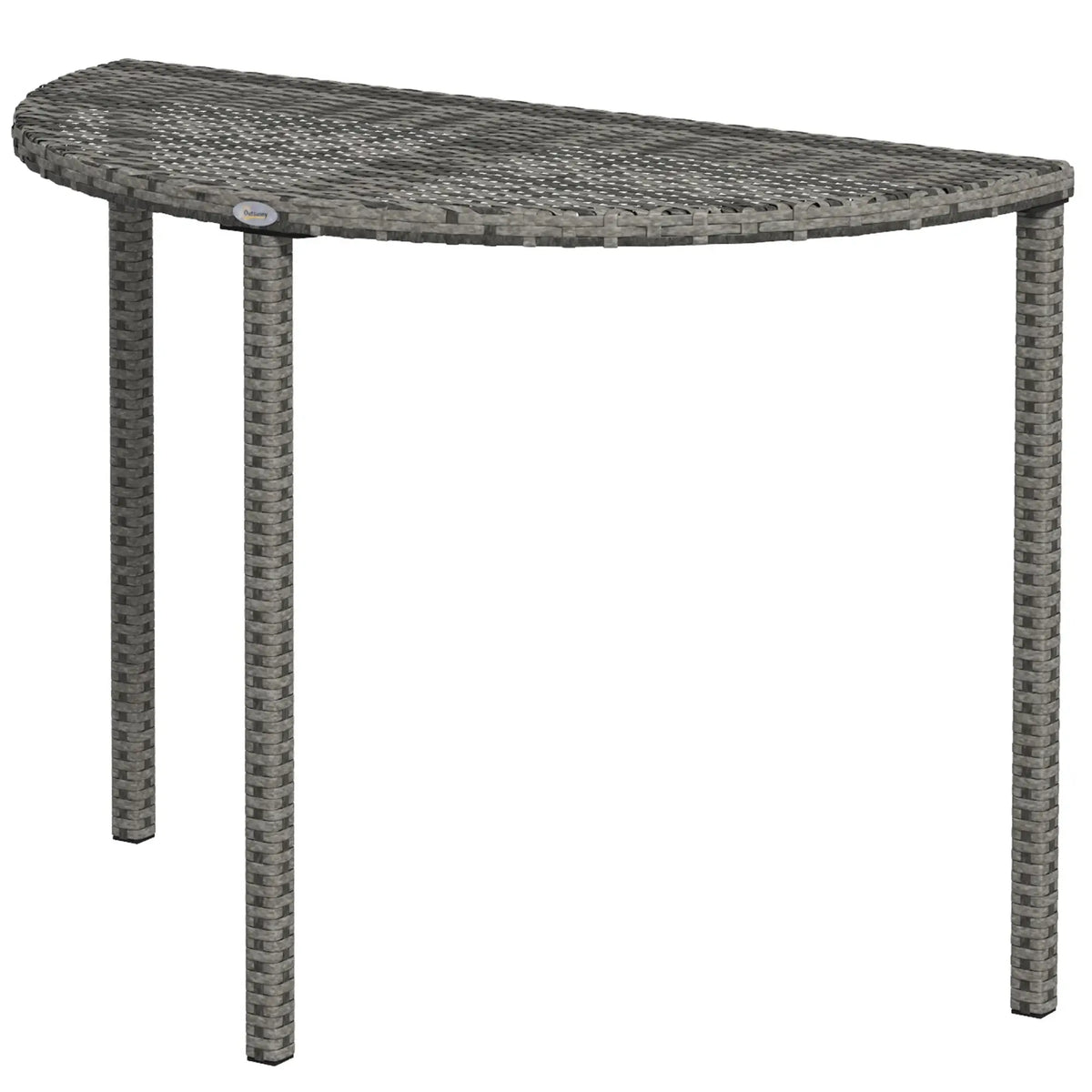 Half Round Side Table, PE Rattan Coffee Table, Metal Frame, Grey Patio Side Tables Grey at Gallery Canada