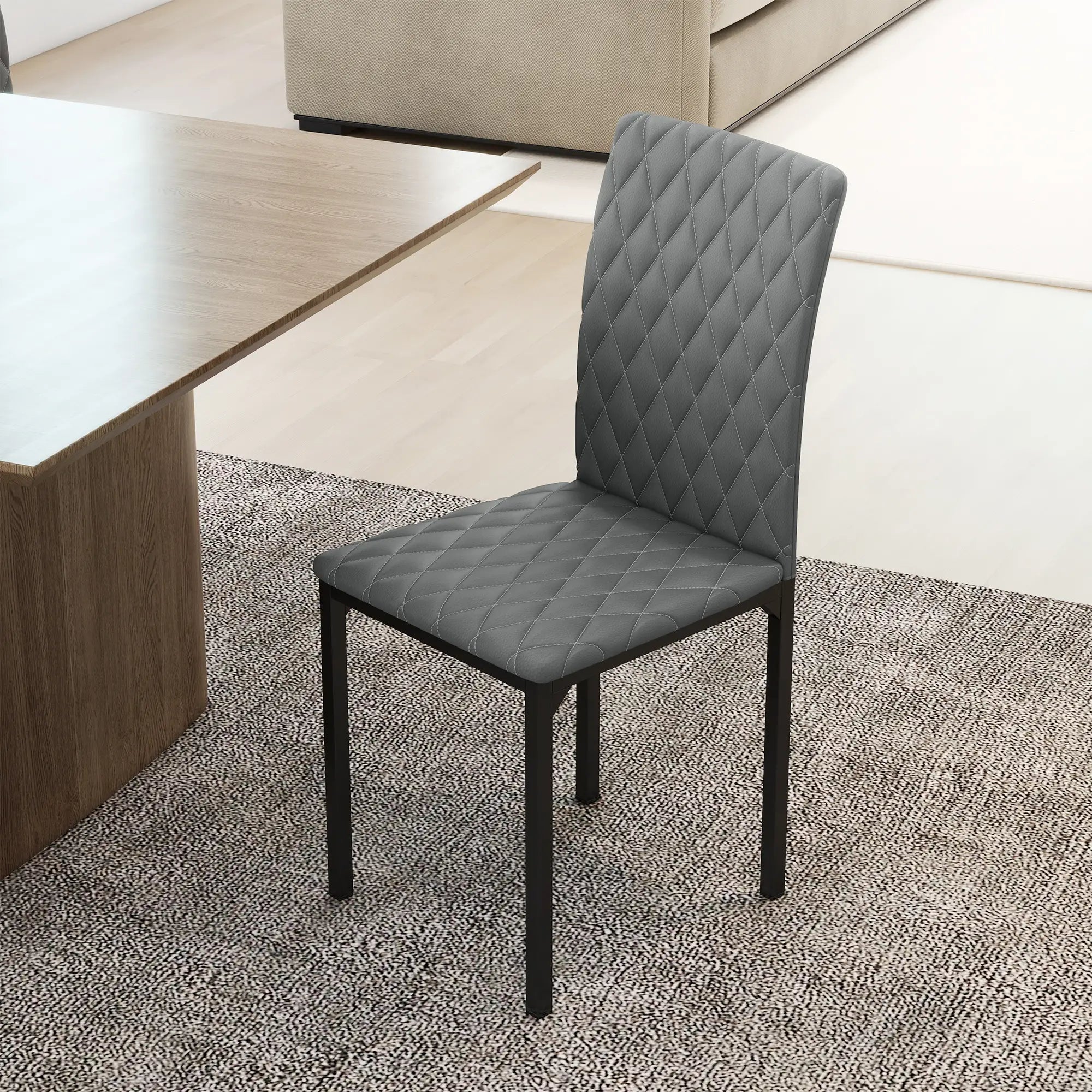 Modern Dining Chairs Set of 4, Tufted High Back, Upholstered Seat, Steel Legs Bar Stools at Gallery Canada