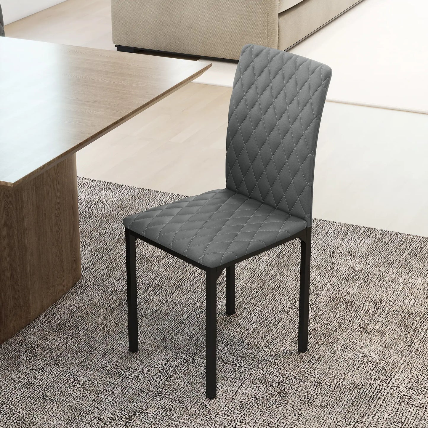 Modern Dining Chairs Set of 4, Tufted High Back, Upholstered Seat, Steel Legs Bar Stools at Gallery Canada