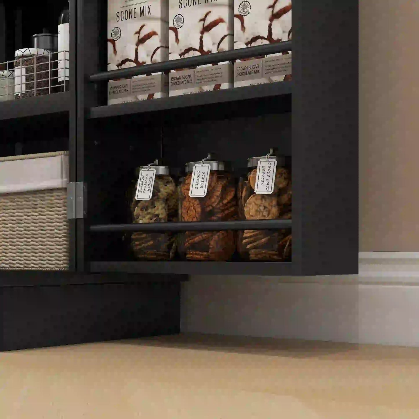 41" Storage Cabinet, 2-Door Kitchen Pantry, 5-Tier Shelving, Black Kitchen Pantry Cabinets at Gallery Canada