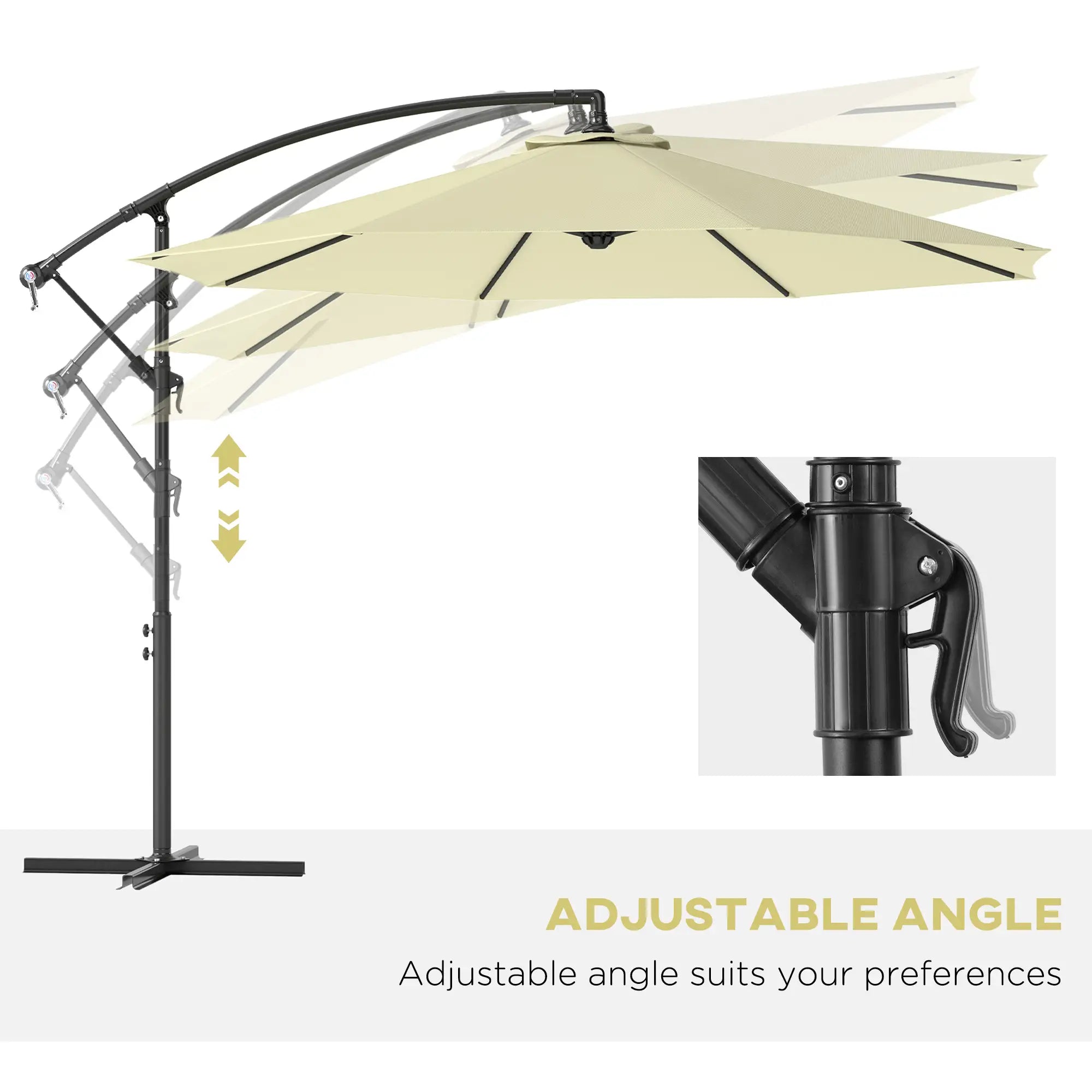 10' Deluxe Patio Umbrella, Banana Hanging Offset Sunshade, Beige Offset Cantilever Umbrellas at Gallery Canada