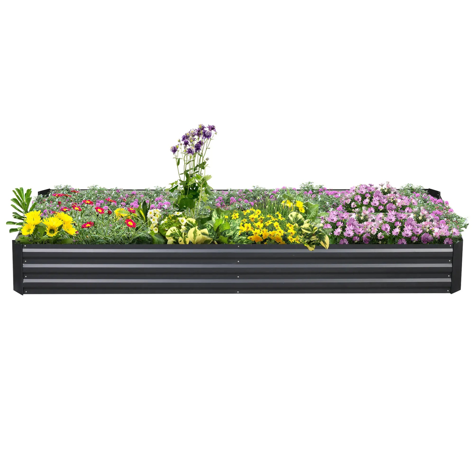 95" x 36" x 12" Galvanized Raised Garden Bed, Metal Planter Box for Flowers, Herbs, Succulents, Grey Galvanized Planter Boxes at Gallery Canada