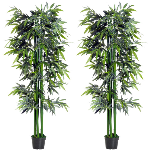 Set of 2 6FT Artificial Bamboo Trees, Nursery Pot, Indoor Outdoor Decor