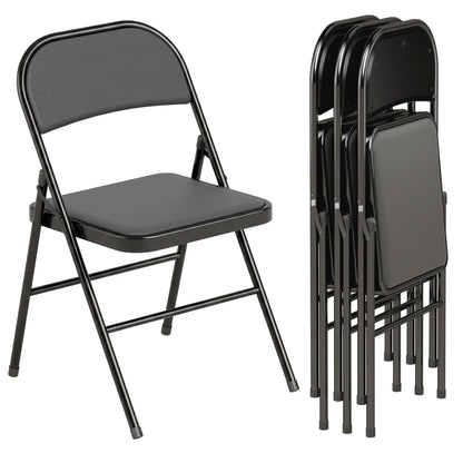 Set of 4 Metal Foldable Chairs, PU Leather Padded, Black Bar Stools at Gallery Canada