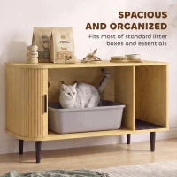 Cabinet pour litière de chat, porte coulissante, tapis de litière, table d'appoint