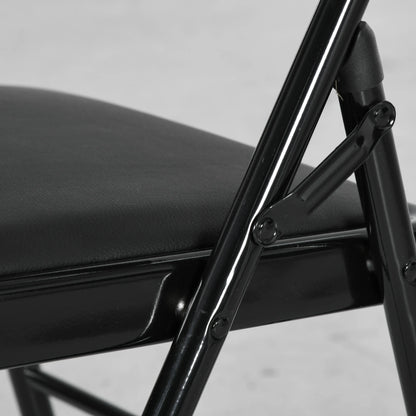 Set of 4 Metal Foldable Chairs, PU Leather Padded, Black Bar Stools at Gallery Canada