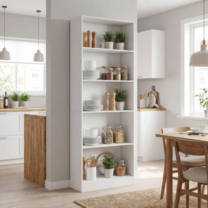 5-Tier Bookcase, Adjustable Shelves, Storage Bookshelf, White